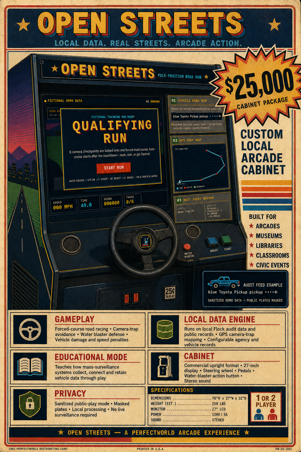 Open Streets cabinet using the actual Qualifying Run game screen